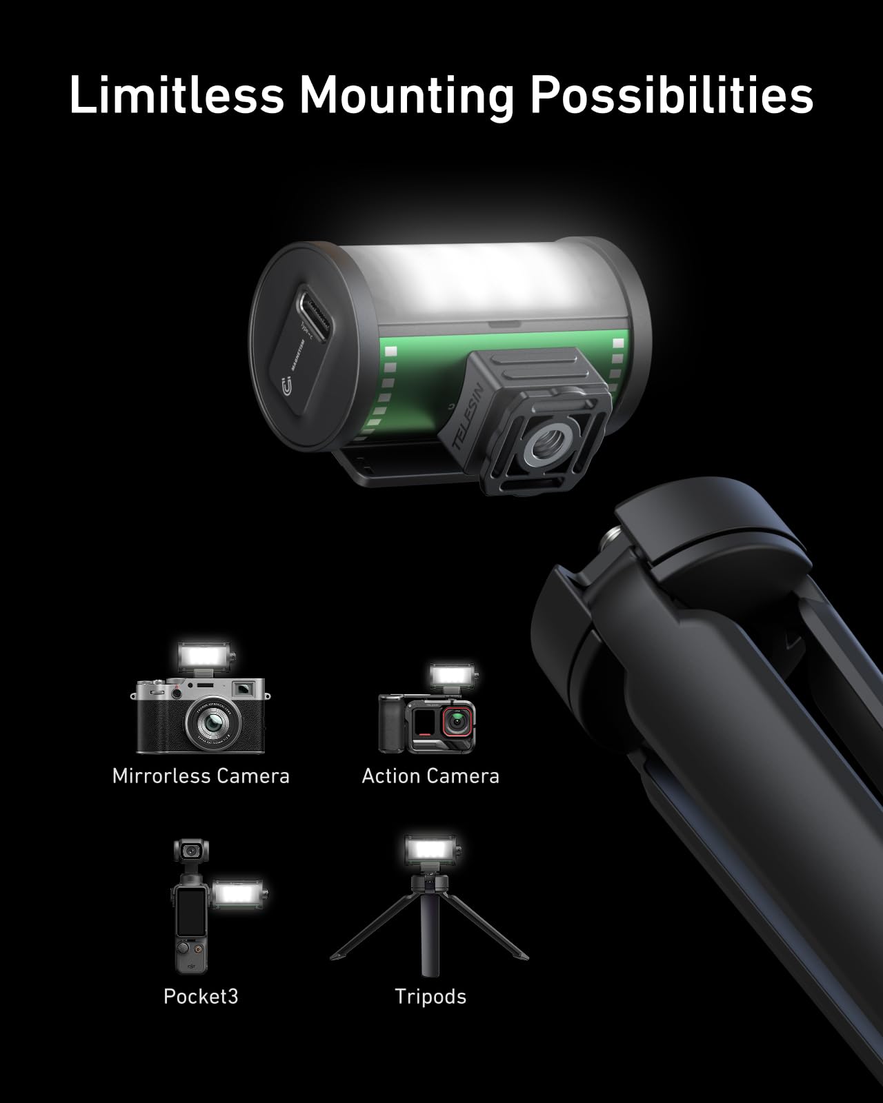 TELESIN ERGRIP 調光LEDライト付き Amazon.co.jp: TELESIN LEDフィルライト デュアルカラー : 家電＆カメラ